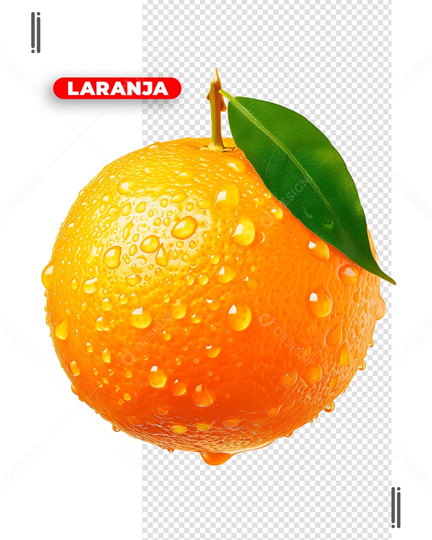 Laranja Elemento 3D para Composição PSD
