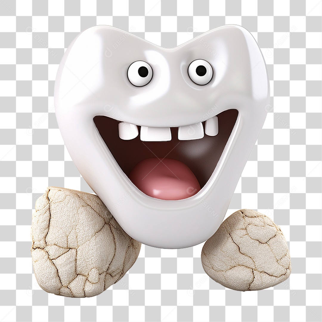 Elemento 3D Ícones de Dentes Brancos PNG Transparente