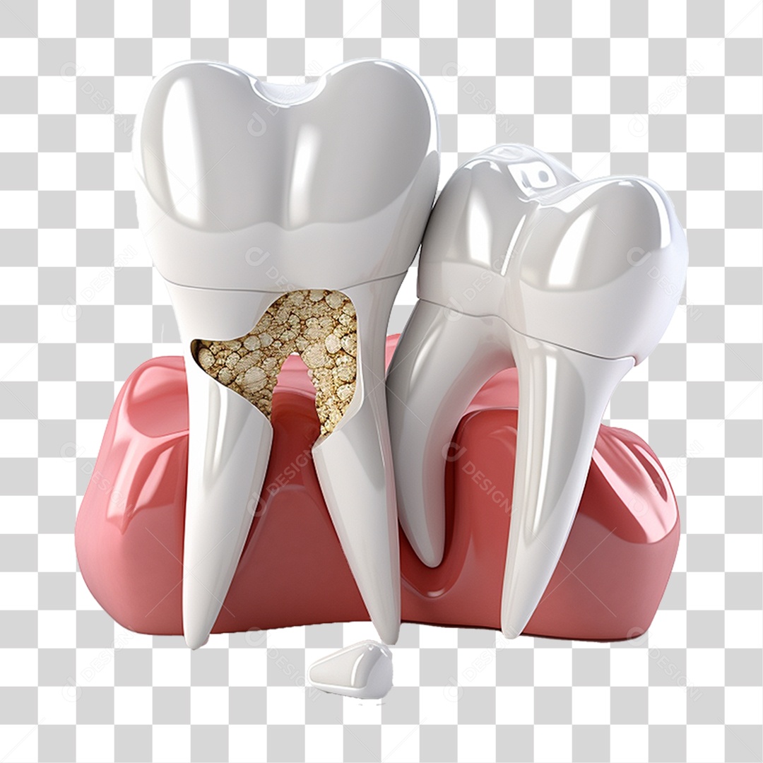 Elemento 3D Ícones de Dentes Brancos PNG Transparente