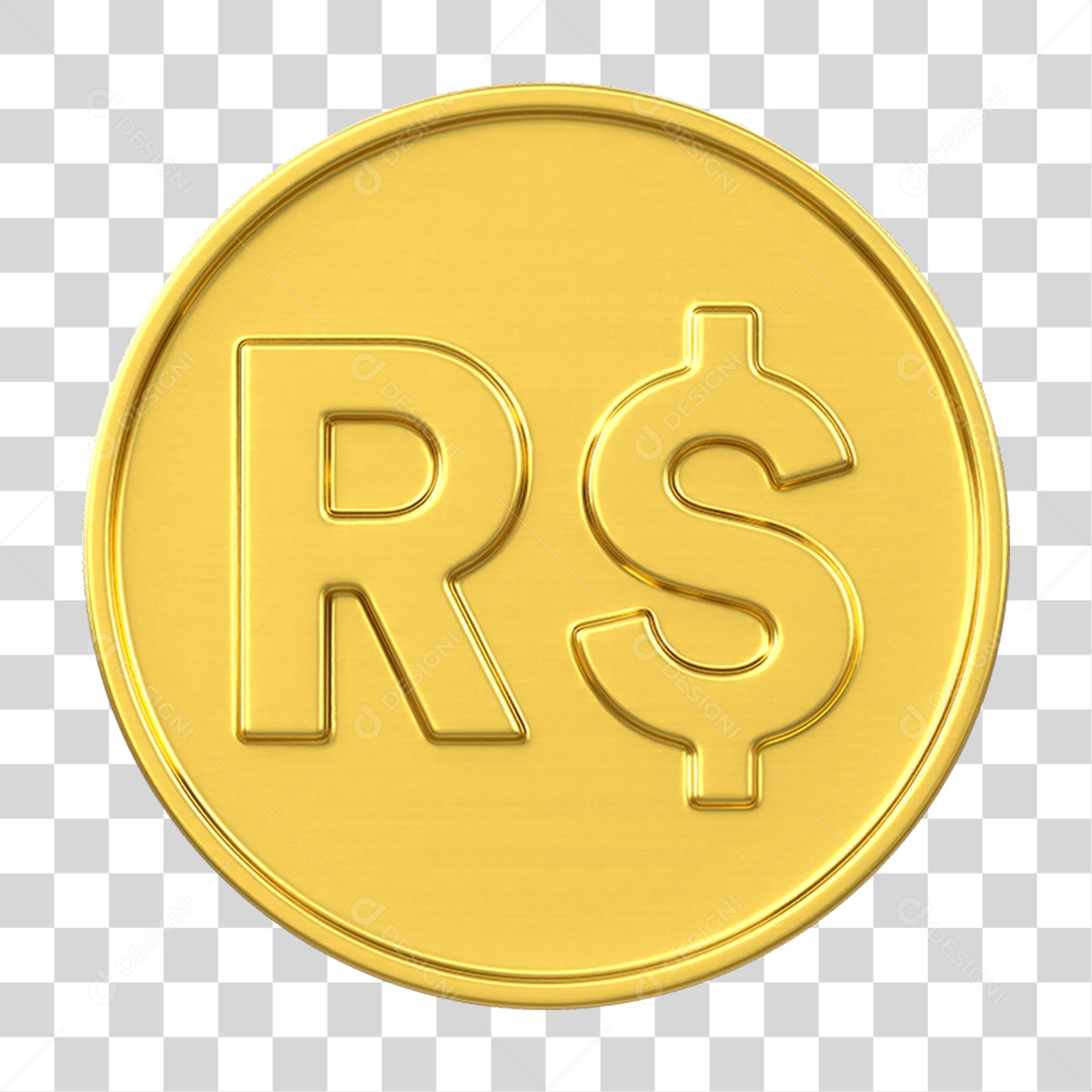 Moeda Dourada com Símbolo Cifrão PNG transparente
