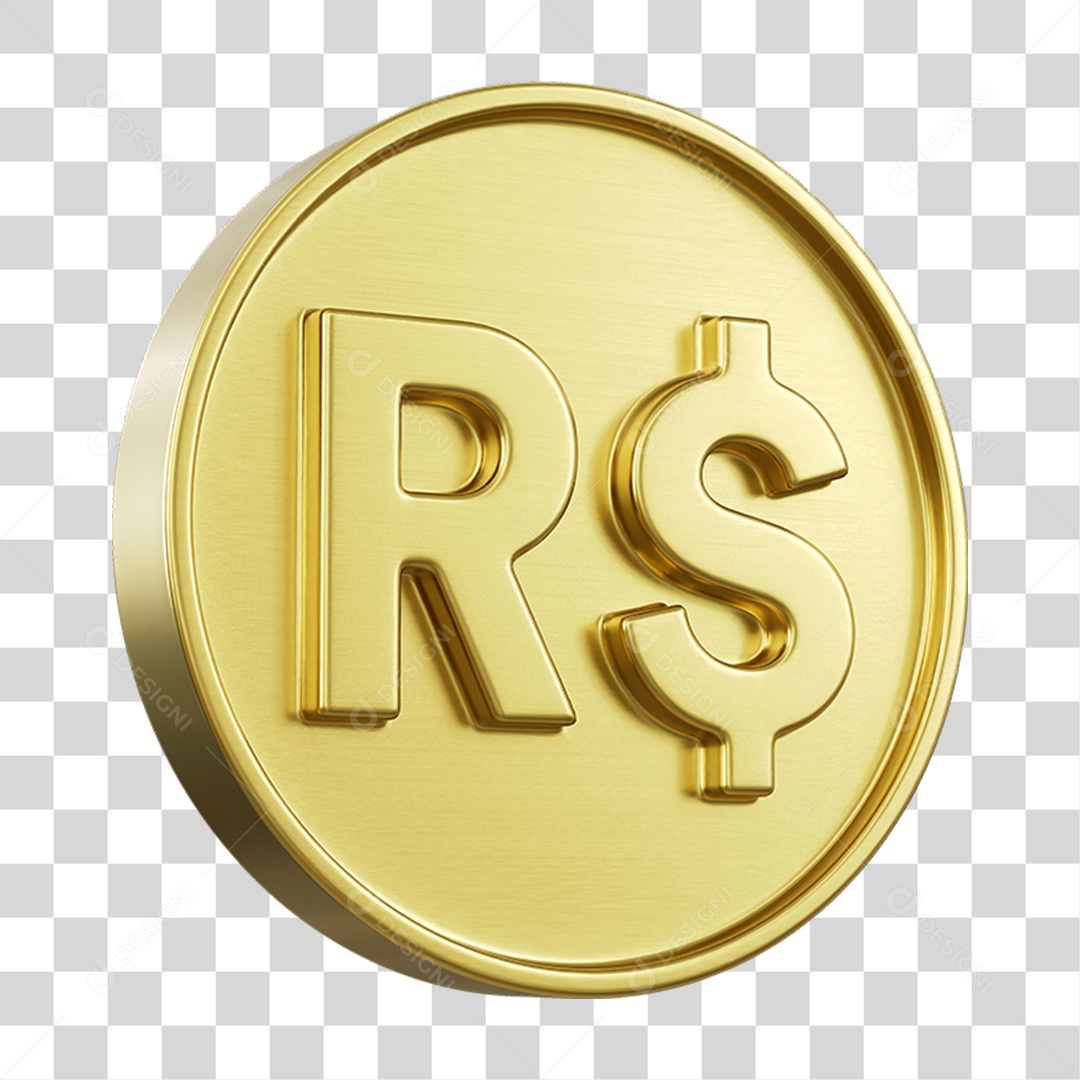 Moeda Dourada com Símbolo Cifrão PNG transparente