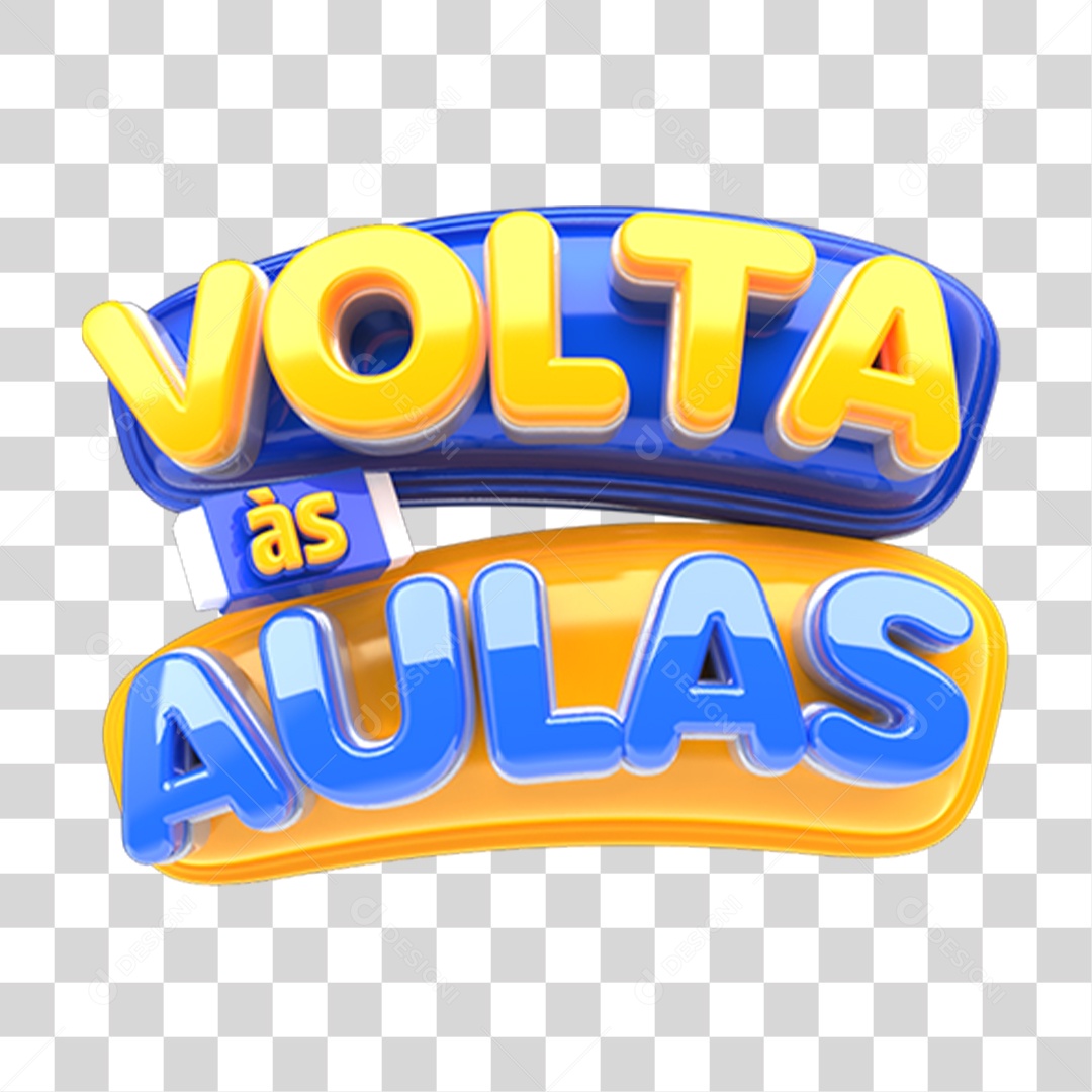 Selo 3D Volta ás Aulas PNG Transparente