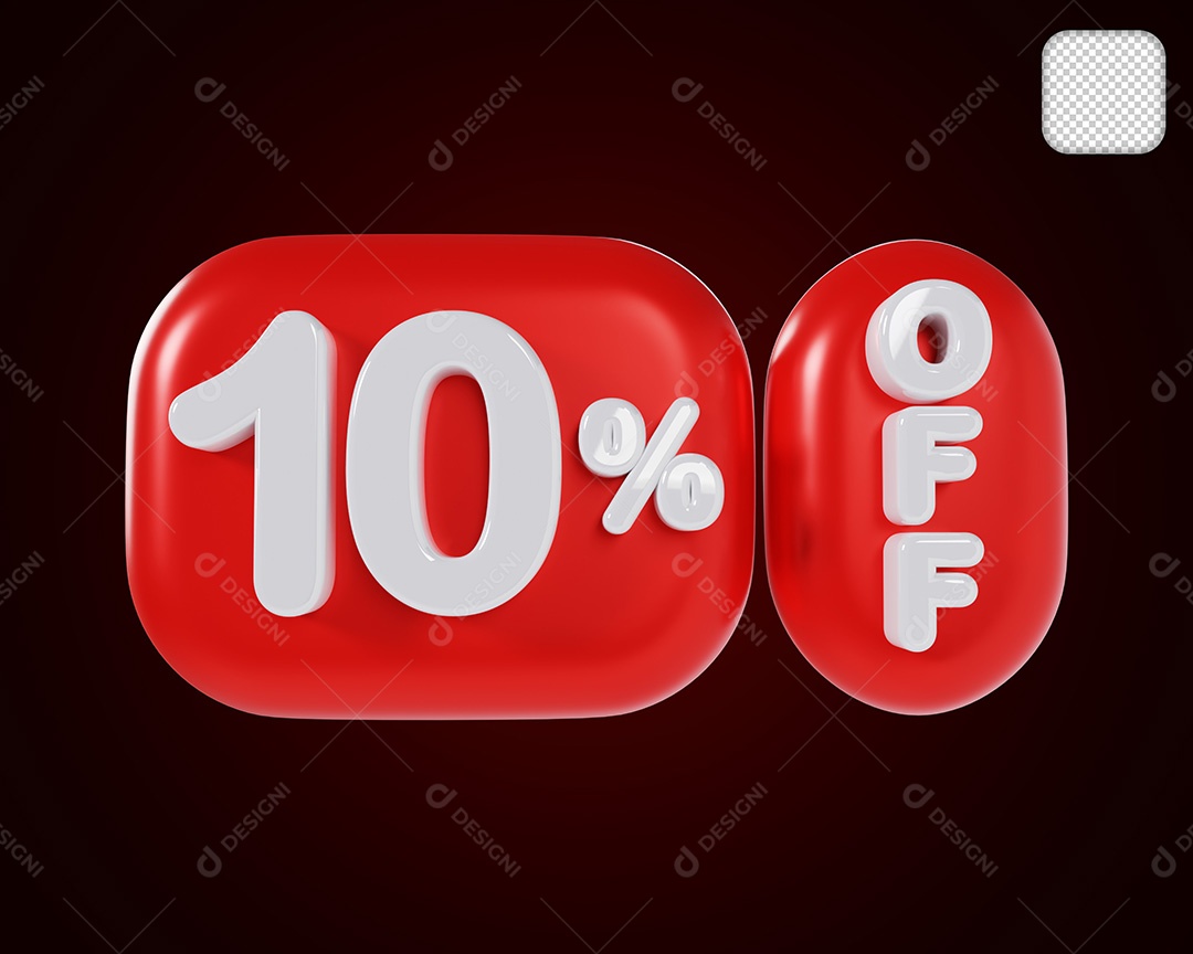 Desconto 10% OFF Vermelho Branco Elemento 3D para Coposição PSD