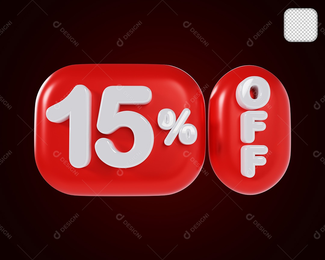 Desconto 15% OFF Elemento 3D para Coposição PSD