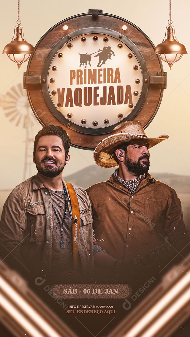 Social Media Story Flyer Primeira Vaquejada Fernando e Sorocaba PSD Editável