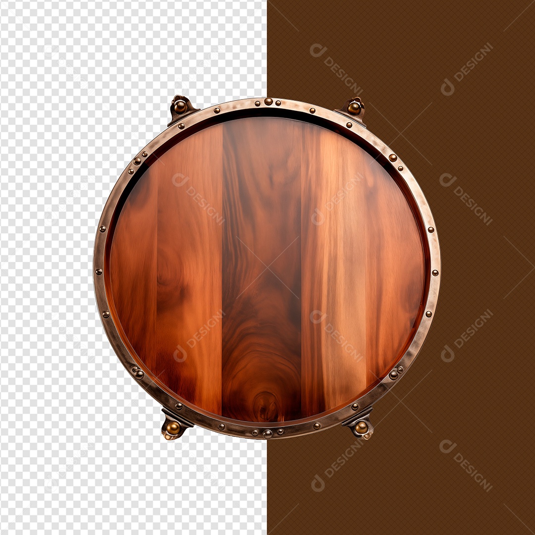 Elemento 3D Madeira Circular Ferro Para Composição PSD