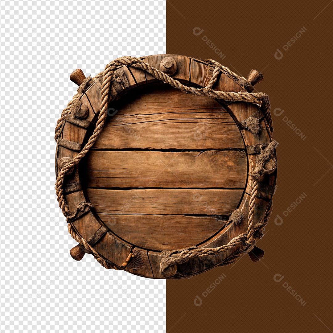 Madeira Circular Corda Elemento 3D Para Composição PSD
