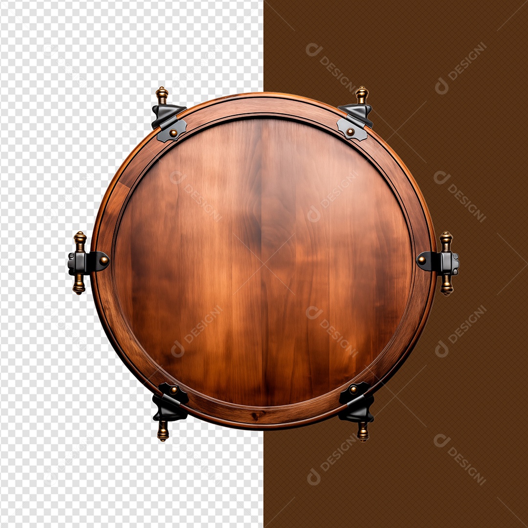 Elemento 3D Madeira Circular Ferro Para Composição PSD