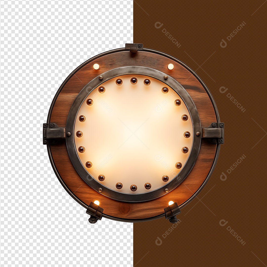 Elemento 3D Madeira Ferro Lâmpada Para Composição PSD