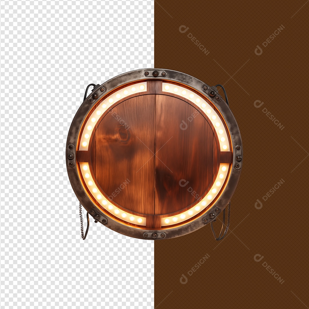 Madeira Circular Ferro Elemento 3D Para Composição PSD