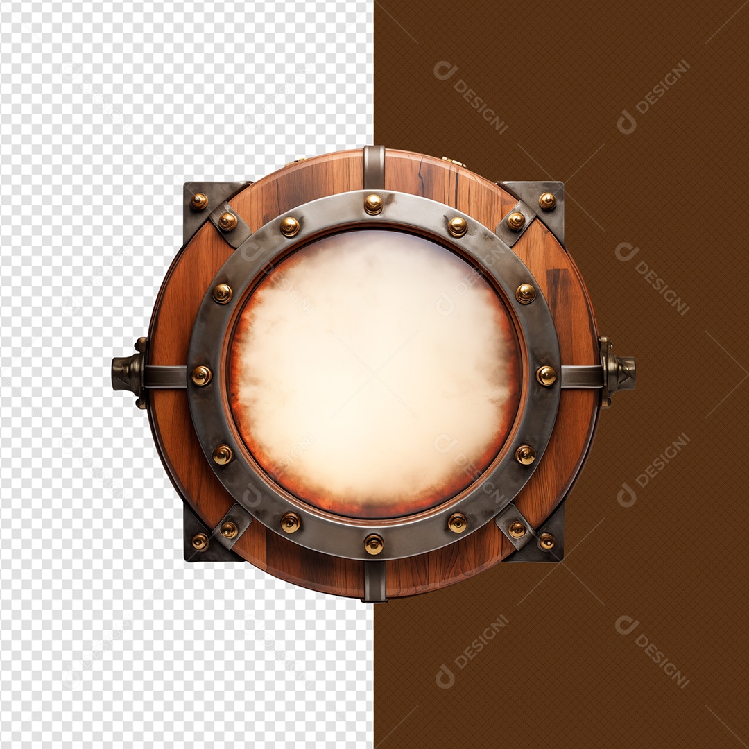 Elemento 3D Madeira Circular Para Composição PSD