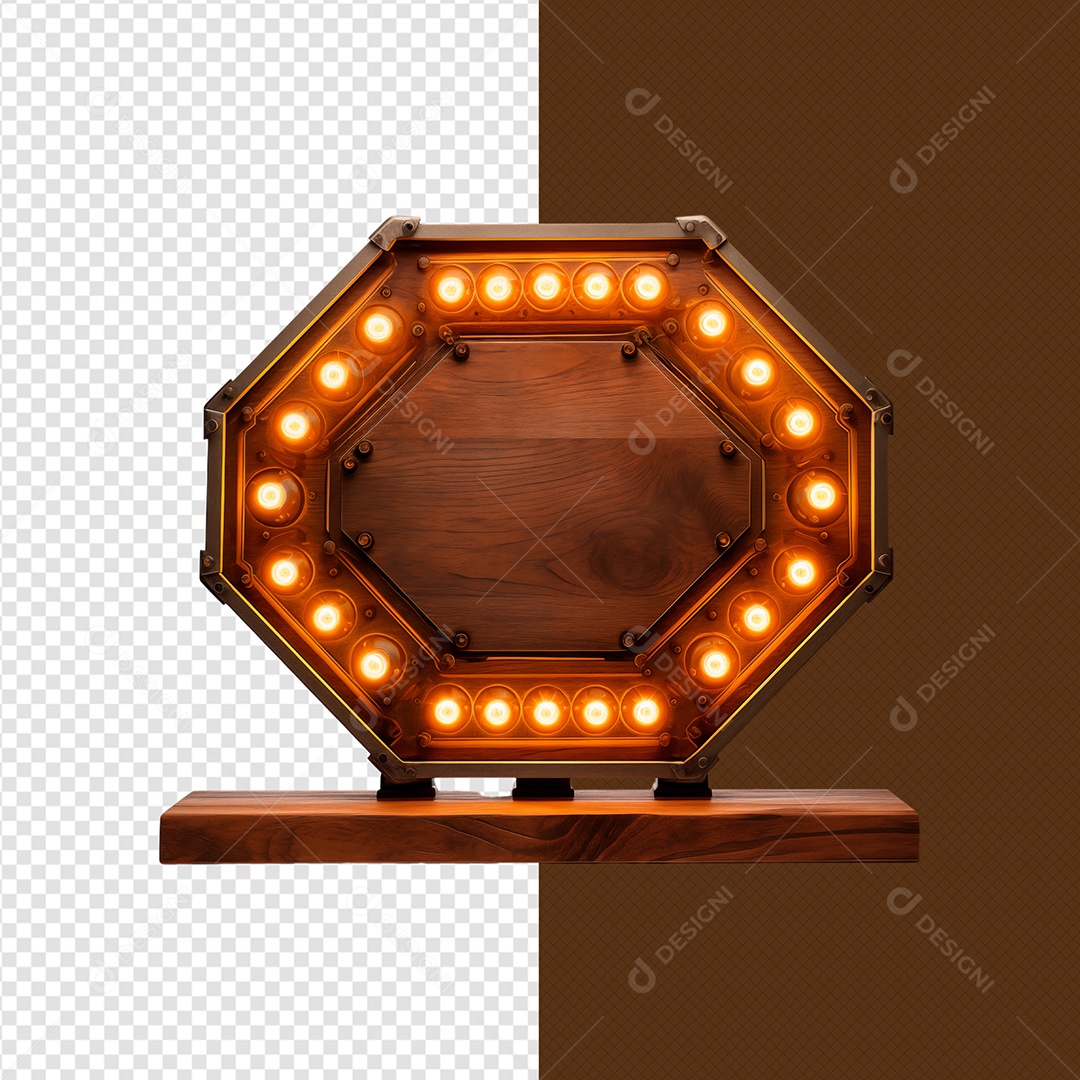 Moldura De Madeira Com Led Elemento 3D Para Composição PSD