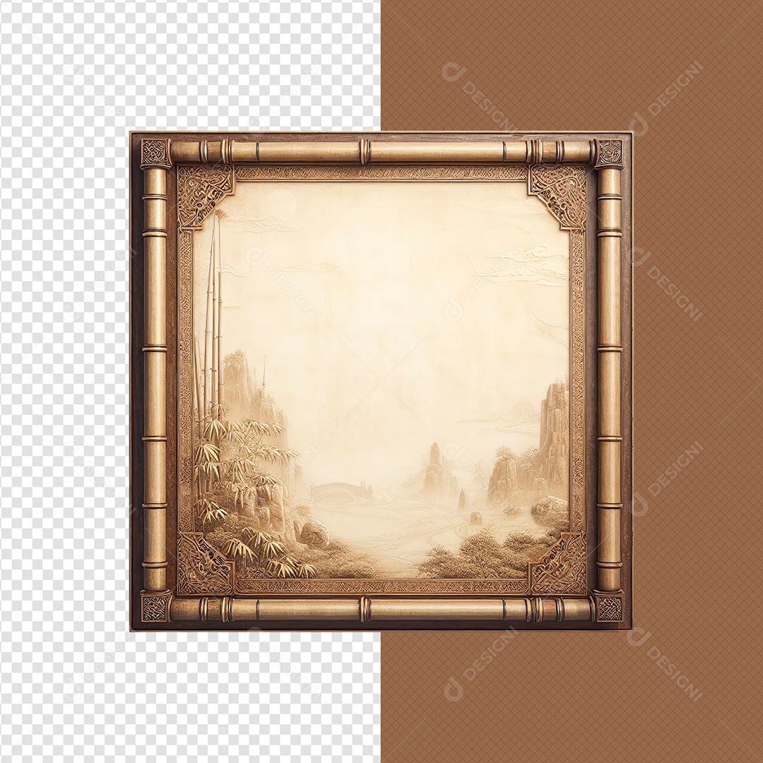 Elemento 3D Moldura Quadrada Quadro Para Composição PSD