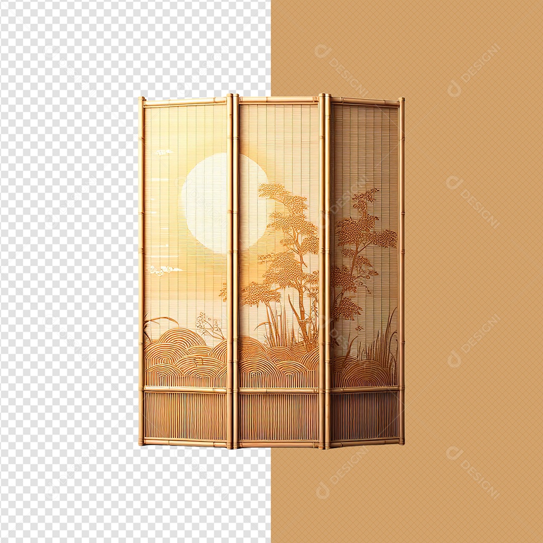 Elemento 3D Moldura De Bambu Para Composição PSD