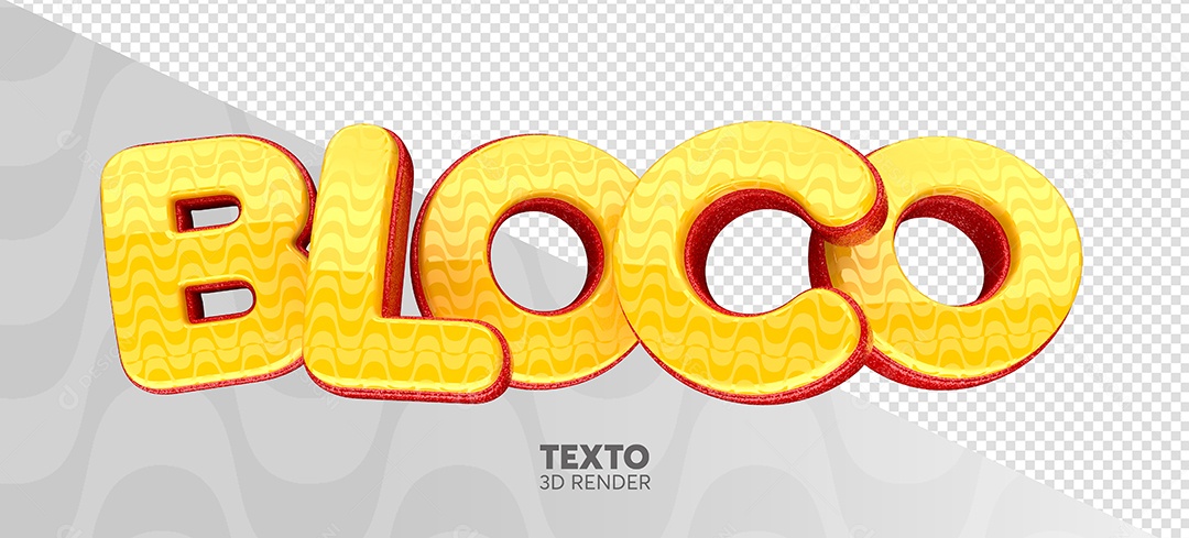 Bloco Texto 3D Amarelo e Vermelho para Composição PSD
