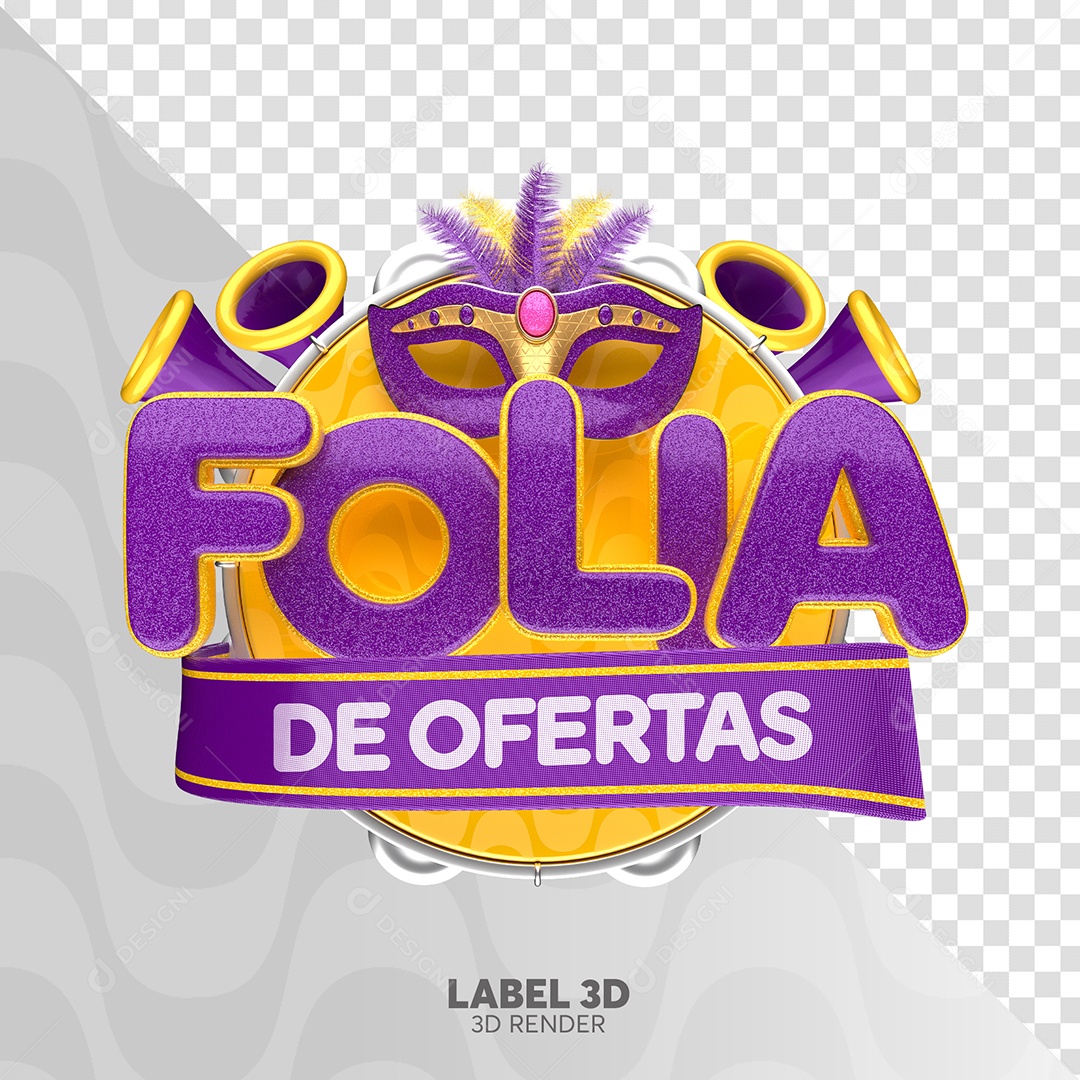 Folia De Ofertas Selo 3D Roxo e Amarelo para Composição PSD