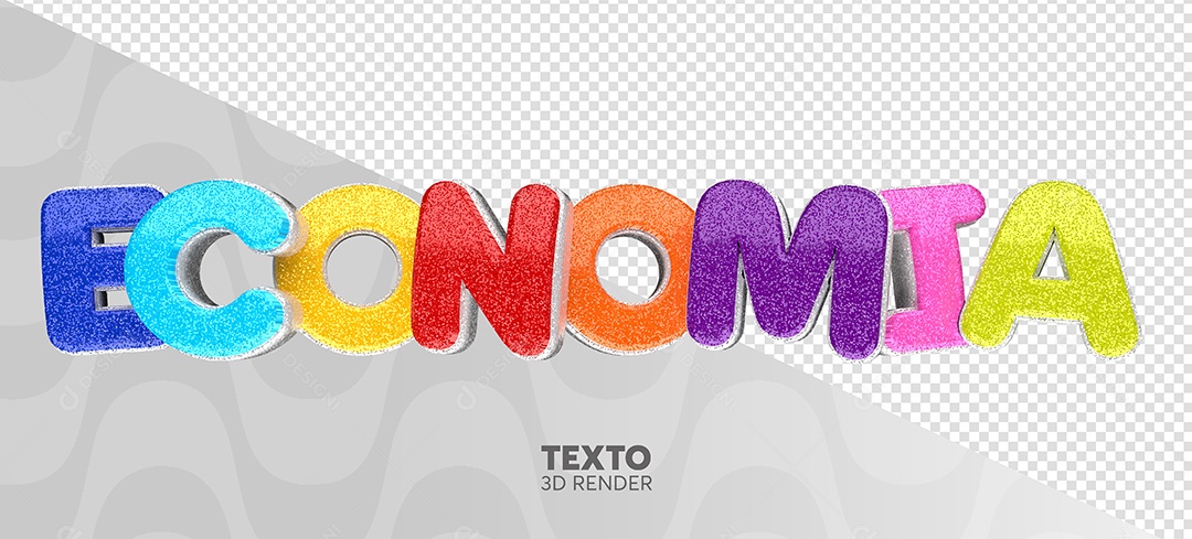 Texto 3D Economia Colorido de Carnaval para Composição PSD