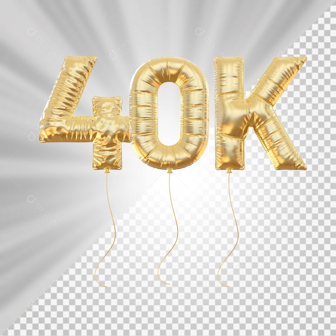 Balão 40K de Seguidores Elemento 3D para Composição PSD