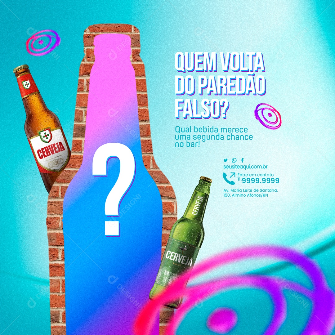 Distribuidora de Bebidas BBB Quem Volta do Paredão Falso Qual bebida merece uma segunda chance Social Media PSD Editável