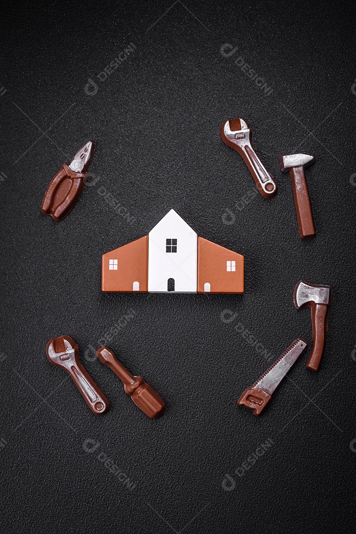 Ferramentas e inscrições simbolizando reparos ou garagem e seus atributos em fundo liso. Plano de fundo para o seu design