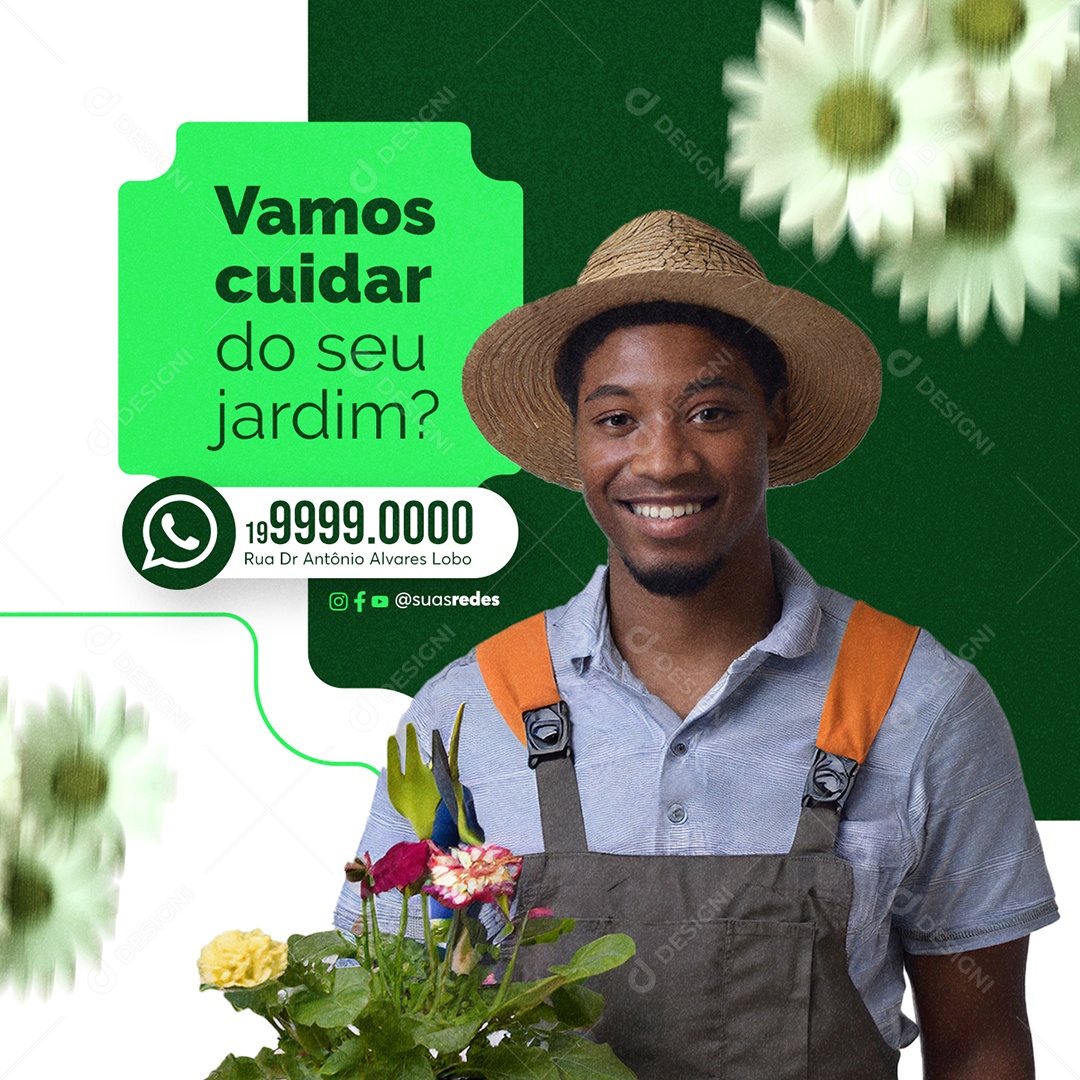 Serviços Gerais Vamos cuidar do seu jardim Social Media PSD Editável