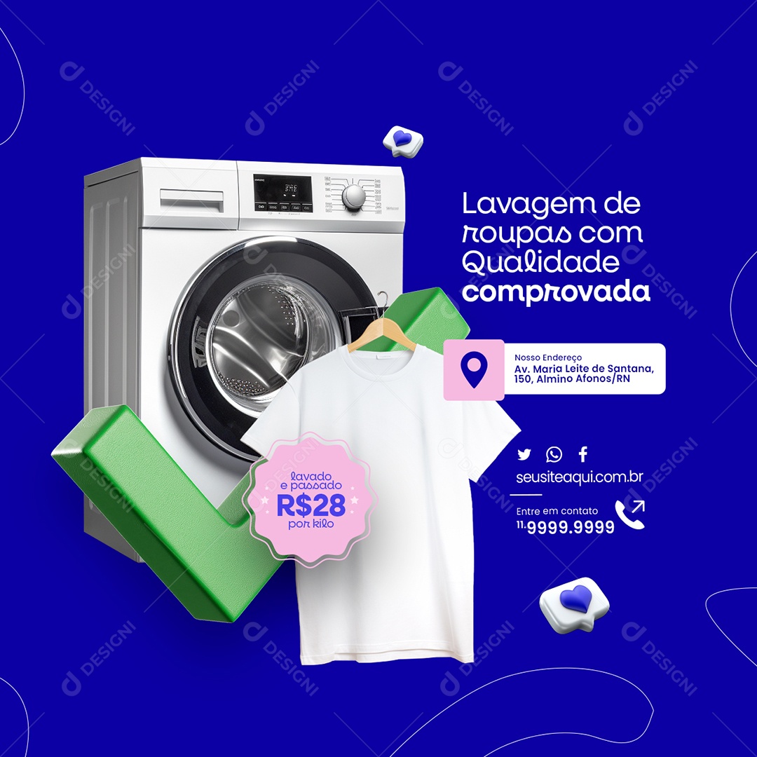 Laundry Clothes Washing with Proven Quality Social Media PSD Editable
