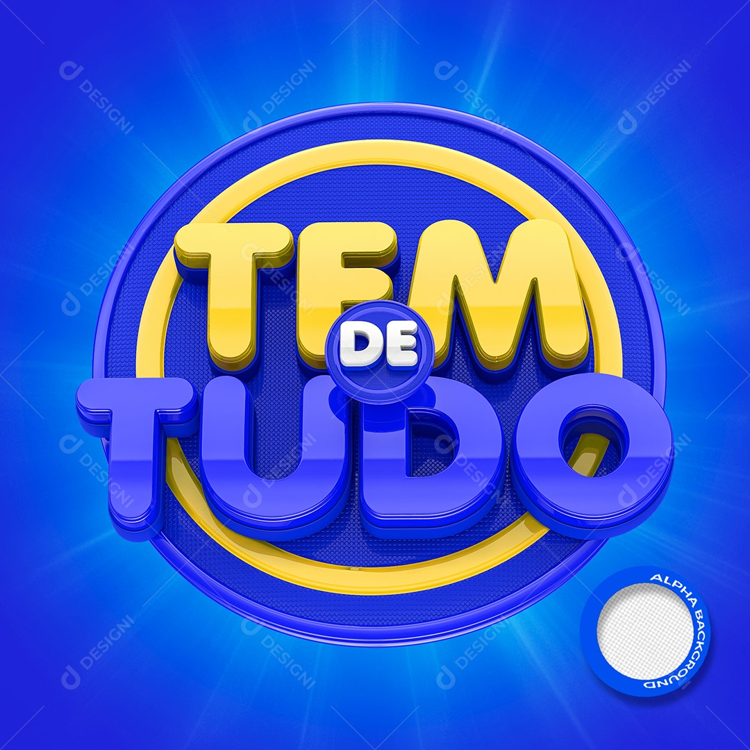 Tem De Tudo Selo 3D Azul Para Composição PSD