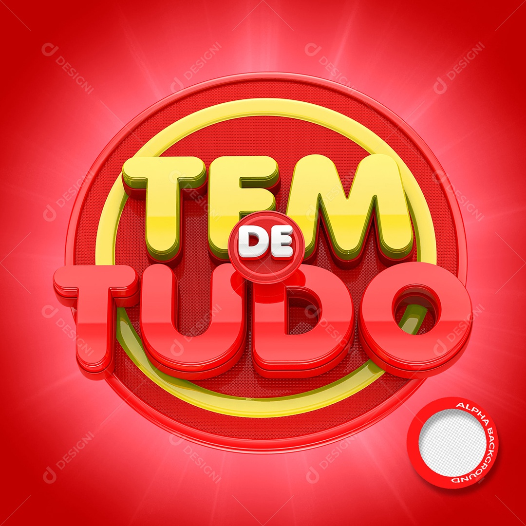 Selo 3D Vermelho Tem De Tudo Para Composição PSD