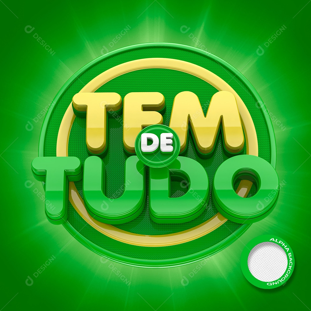 Selo 3D Verde Tem De Tudo Para Composição PSD
