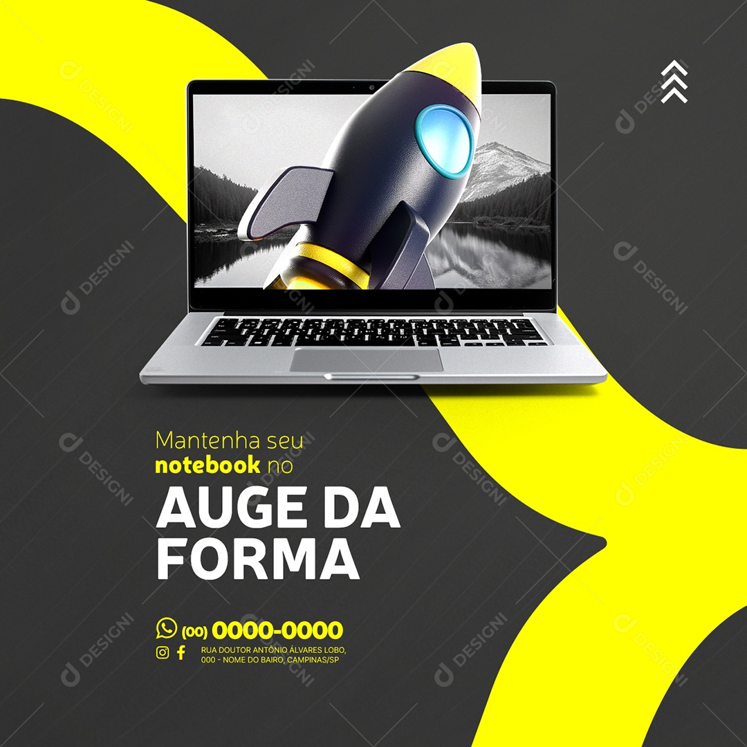 Manutenção de Notebooks Mantenha seu notebook no Auge Da Forma Social Media PSD Editável