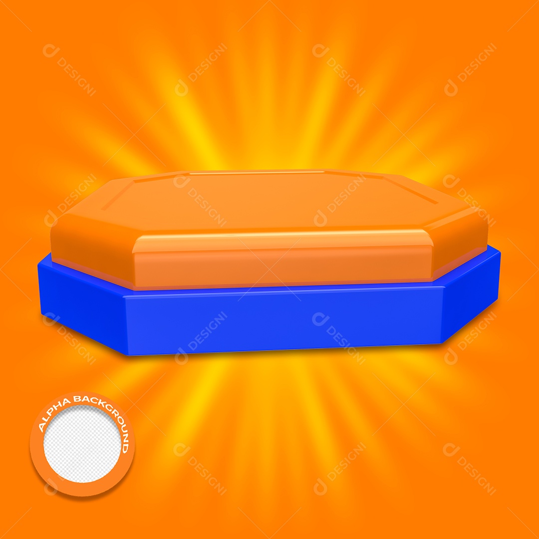 Podium Laranja e Azul Carnaval Elemento 3D Para Composição PSD