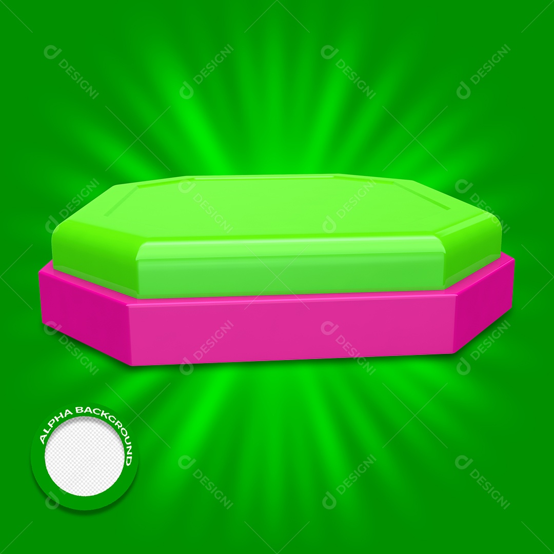 Podium Verde e Rosa Carnaval Elemento 3D Para Composição PSD