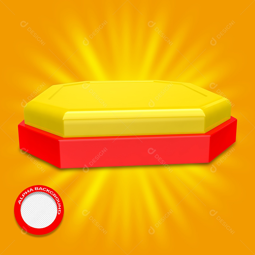 Elemento 3D Podium Amarelo e Vermelho Carnaval Para Composição PSD