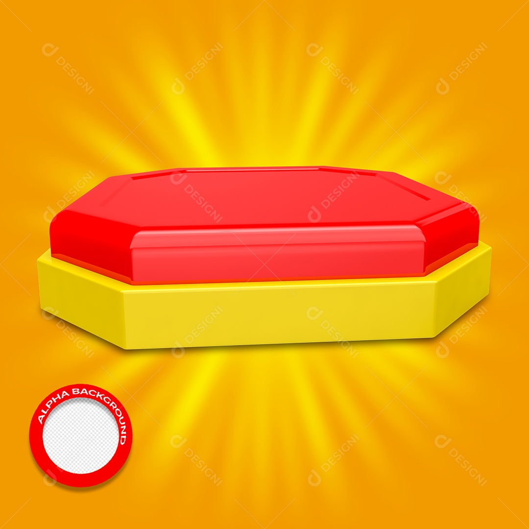 Elemento 3D Podium Vermelho e Amarelo Carnaval Para Composição PSD