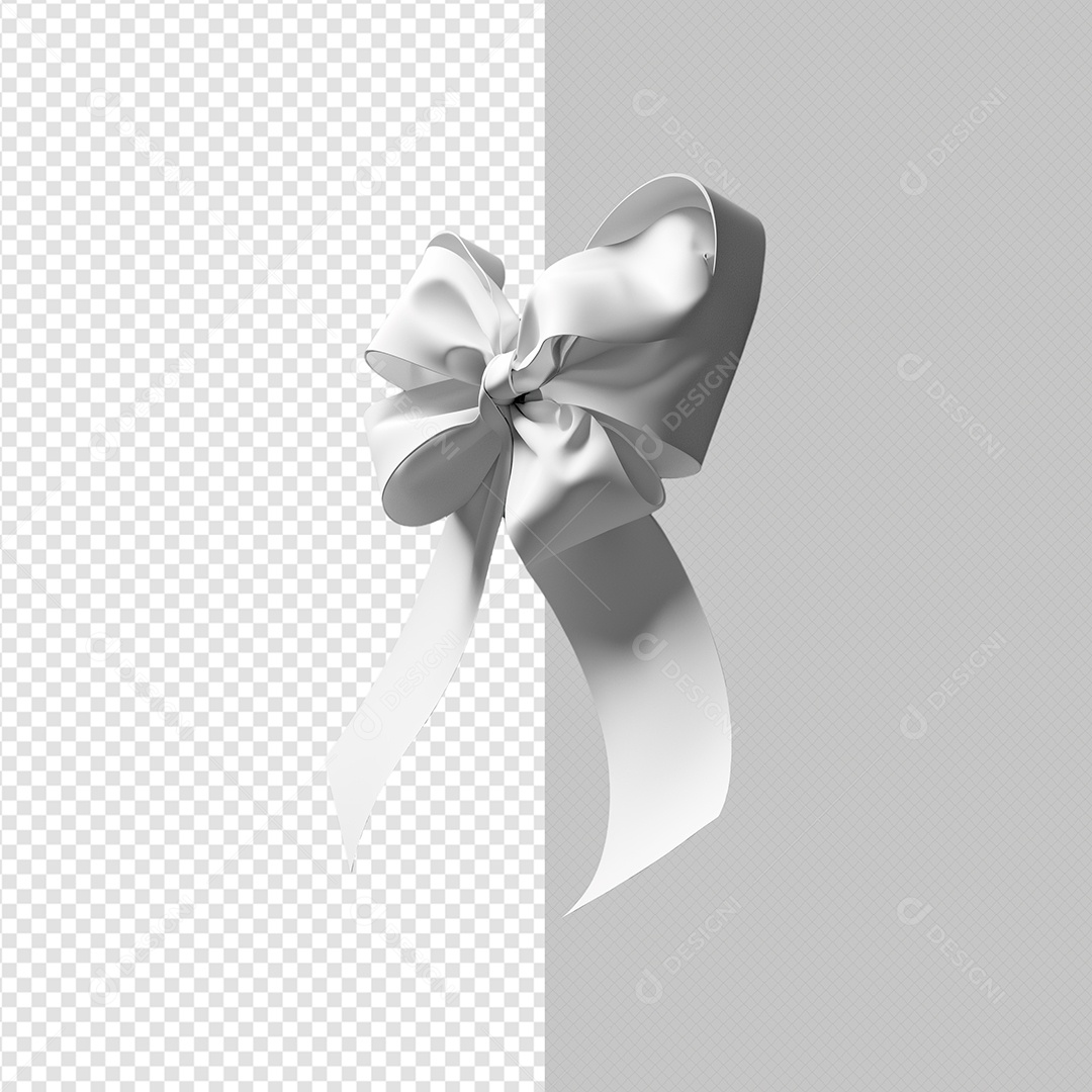 Elemento 3D Laço Branco Janeiro Branco Para Composição PSD