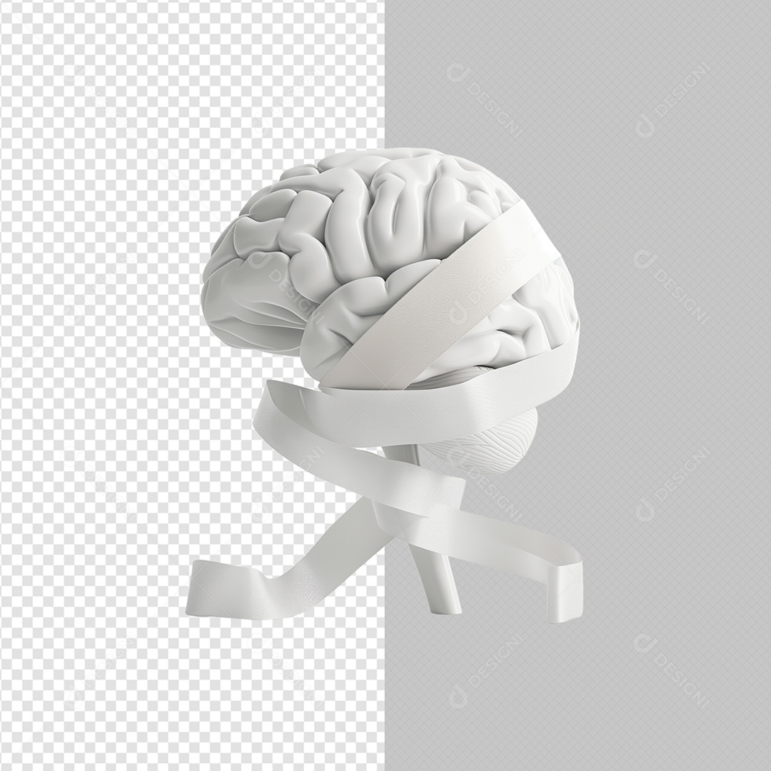 Elemento 3D Janeiro Branco Cerébro Com Fita Para Composição PSD
