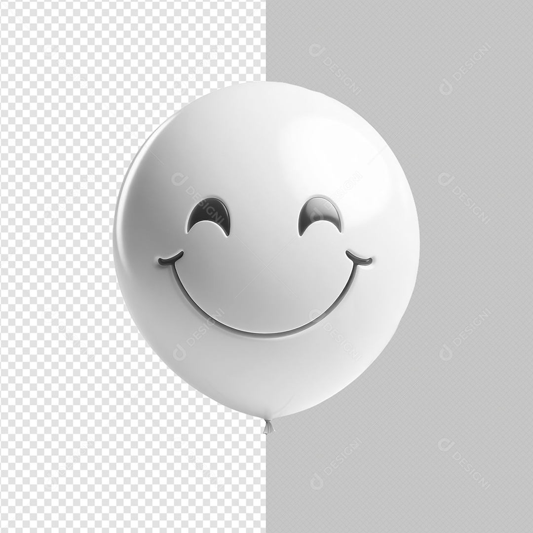 Elemento 3D Balão Branco Sorrindo Para Composição PSD