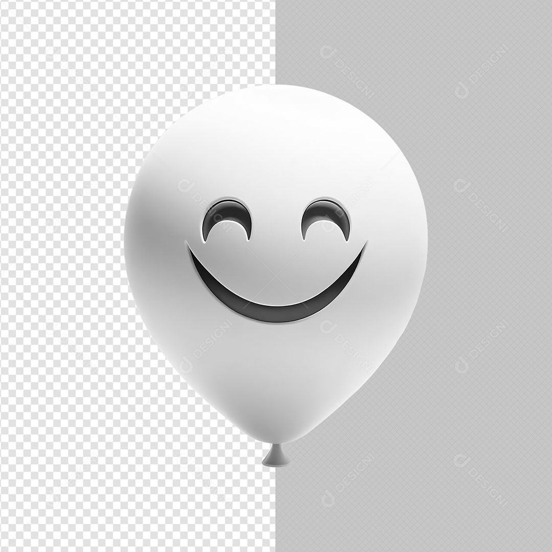 Balão Branco Sorrindo Janeiro Branco Elemento 3D Para Composição PSD