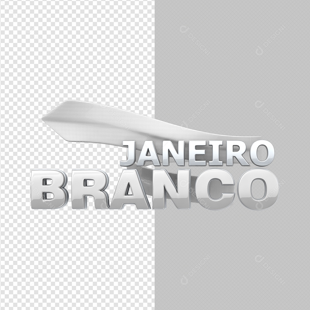 Janeiro Branco Texto 3D Para Composição PSD