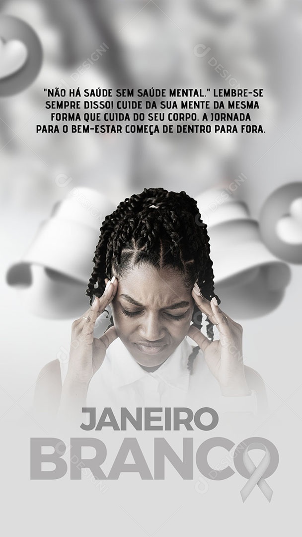 Social Media Story Não Há Saúde Sem Saúde Mental Janeiro Branco PSD Editável