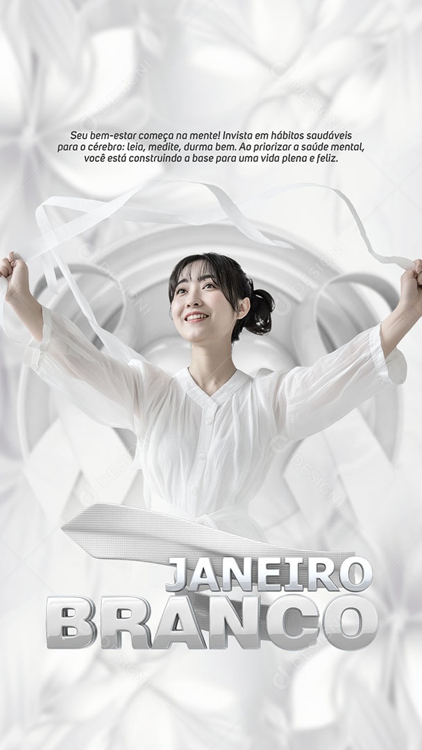 Social Media Story Janeiro Branco Priorizar a Saúde Mental PSD Editável