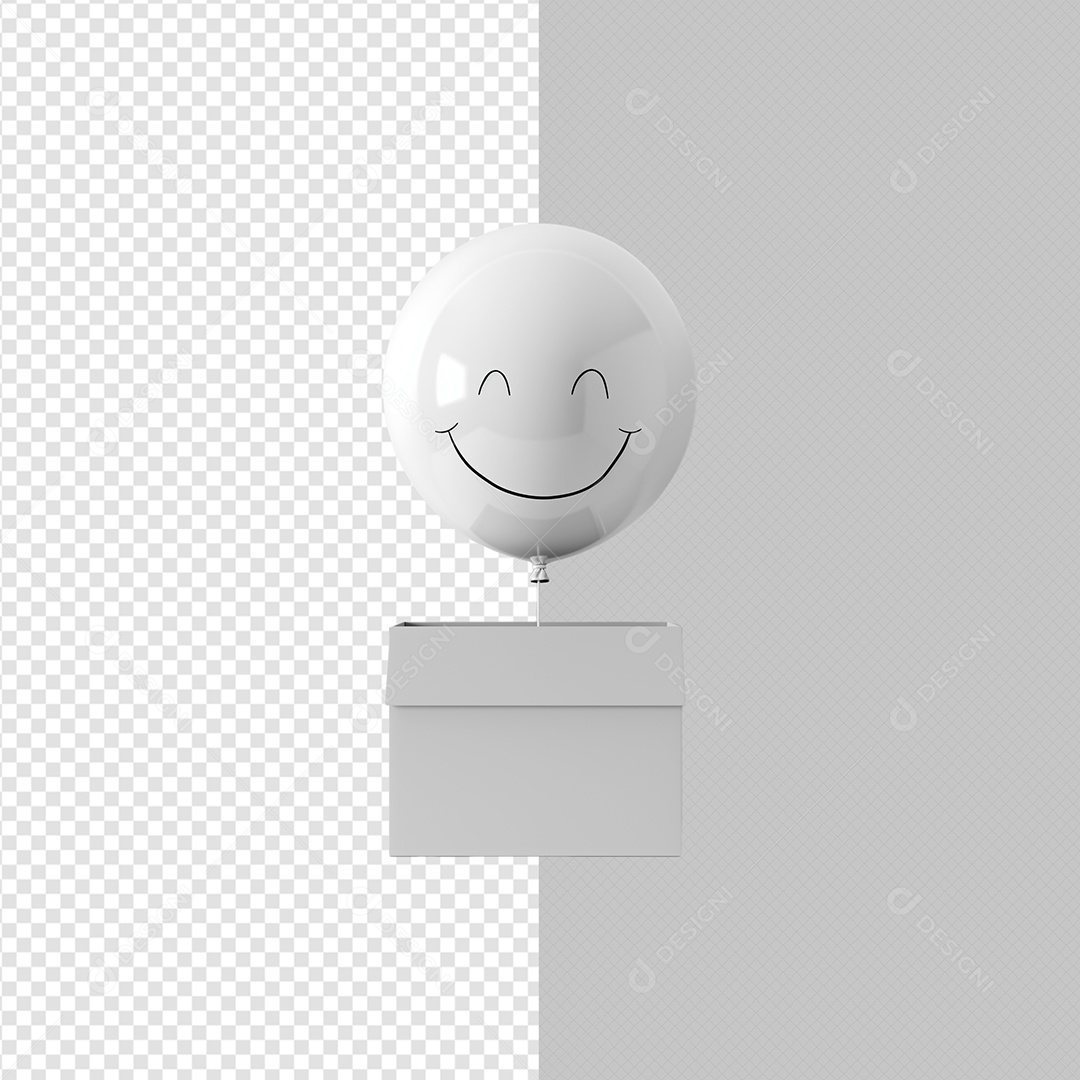 Elemento 3D Caixa Branca Com Balão Sorrindo Janeiro Branco Para Composição PSD