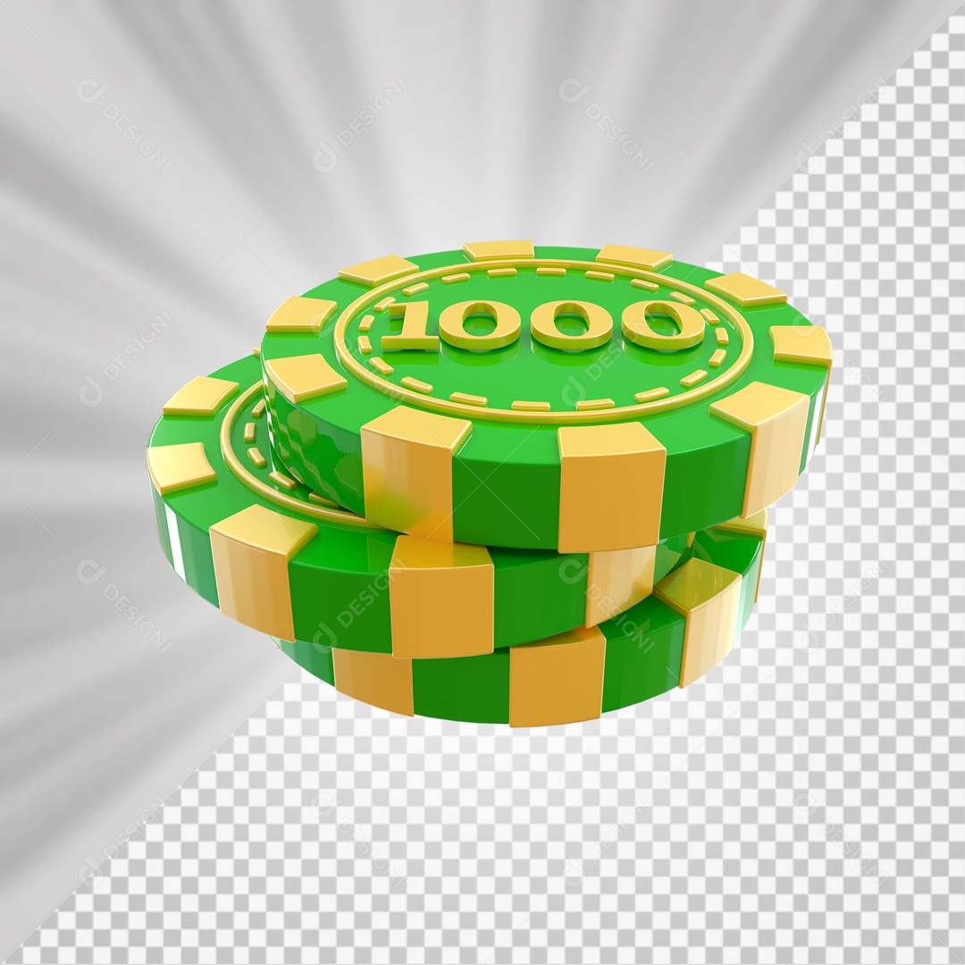 Fichas de Pôquer 1000 Elemento 3D para Composição PSD