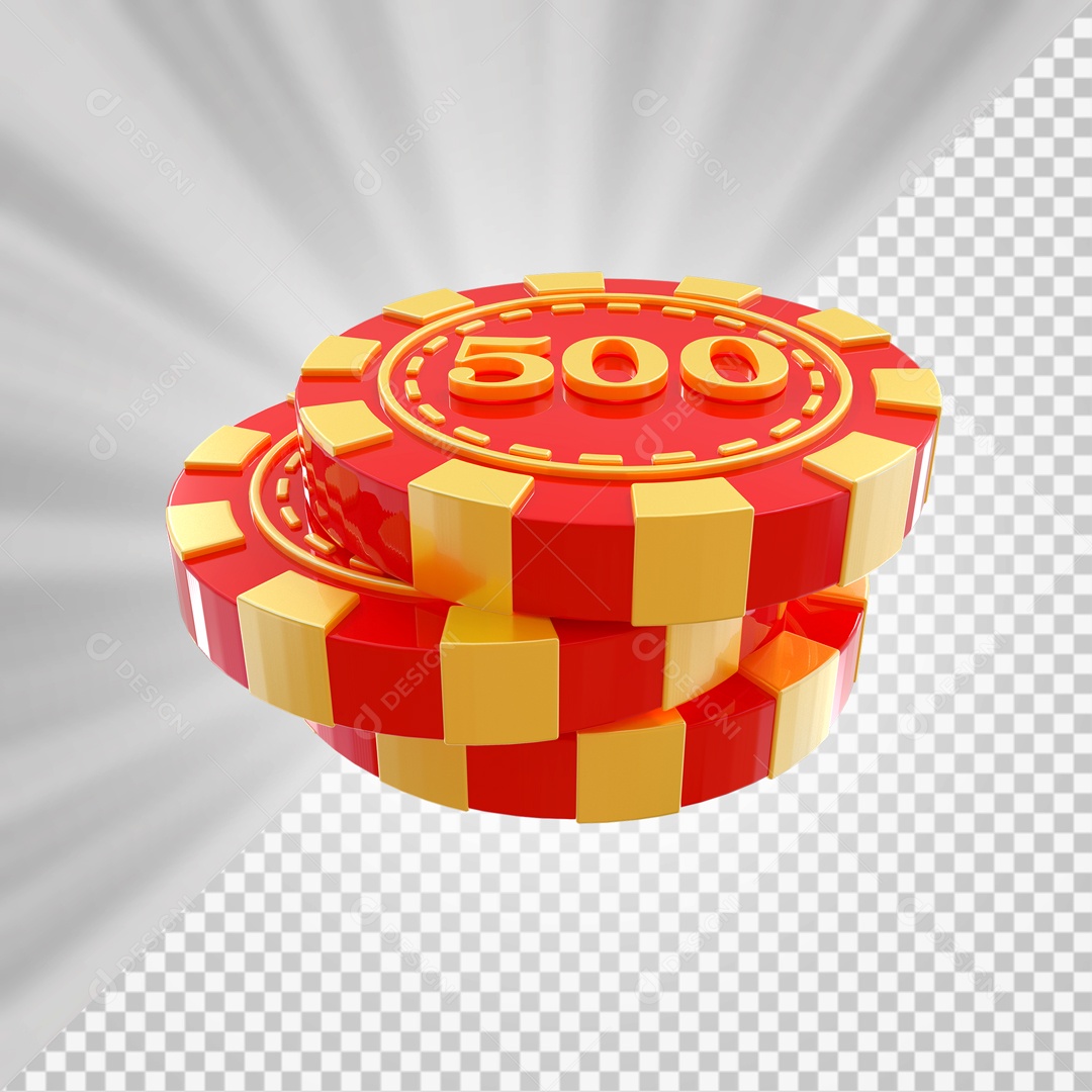 Fichas de Pôquer 500 Elemento 3D para Composição PSD