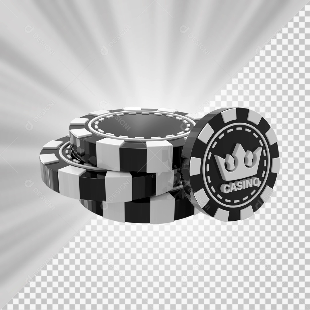 Fichas de Pôquer de Cassino Elemento 3D Preta para Composição PSD