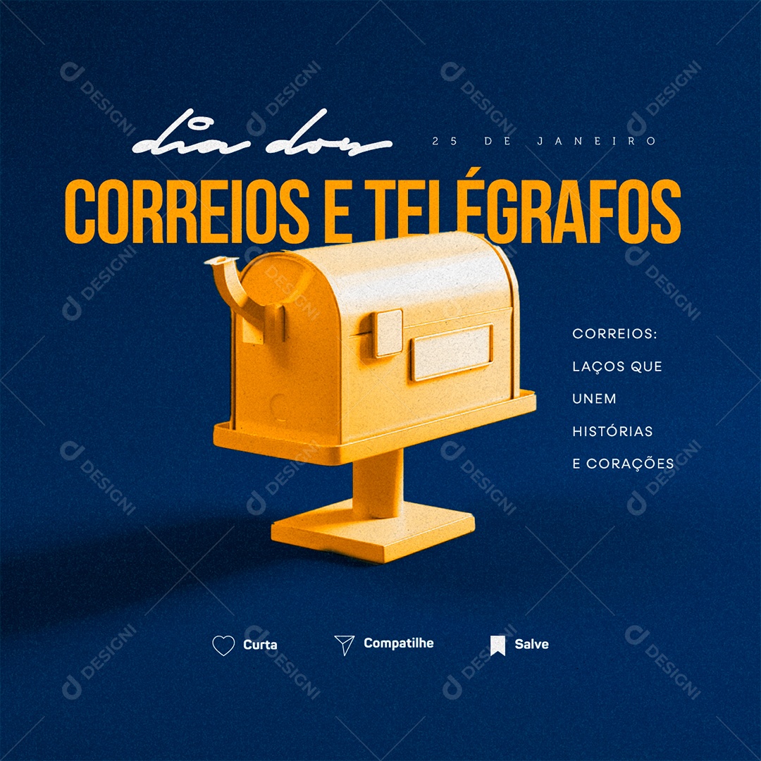 Dia dos Correios e Telégrafos 25 De Janeiro Laços que Unem Histórias e Corações Social Media PSD Editável