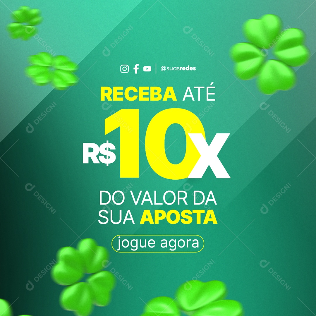 Cassino Online Receba Até 10x do Valor da sua Aposta jogue agora Social Media PSD Editável