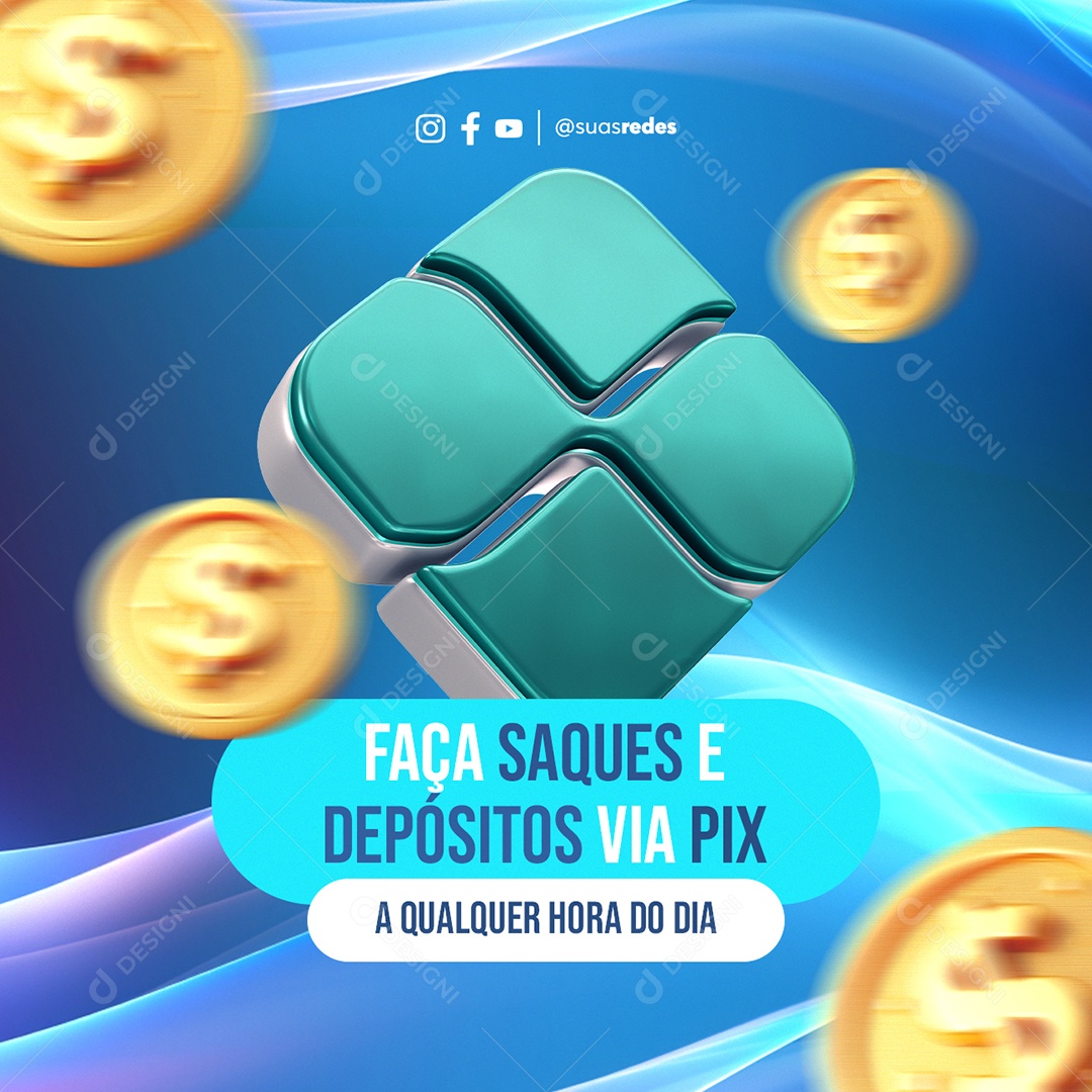 Cassino Online Faça Saques e Depósitos Via Pix aQualquer Hora do Dia Social Media PSD Editável