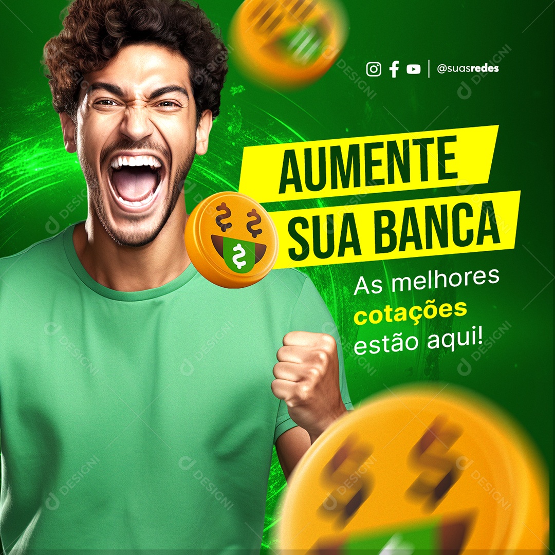 Cassino Online Aumente sua Banca As melhores cotações estão aqui Social Media PSD Editável