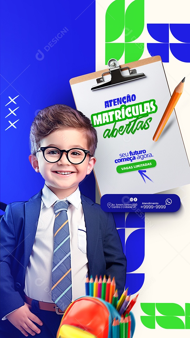 Social Media Story Atenção Matrículas Abertas Seu Futuro Começa Agora PSD Editável